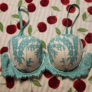 Victoria's Secret Teal and White Lace Bra